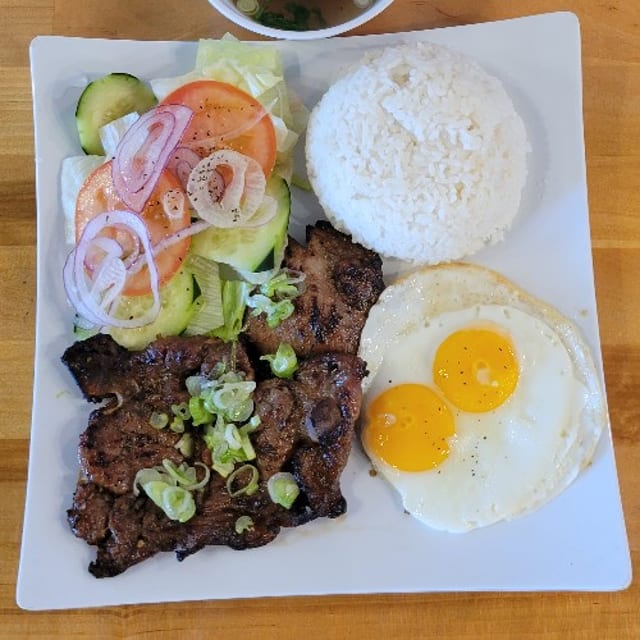 Charbroiled Pork Chop Rice Dish | Cơm Sườn Nướng.