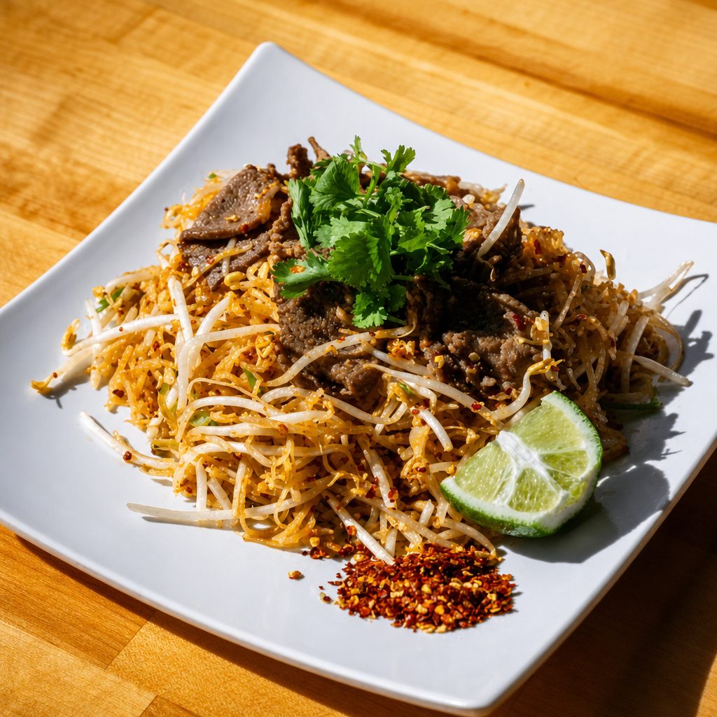 Pad Thai Beef Noodle | Hủ Tiểu Xào Bò Thái.