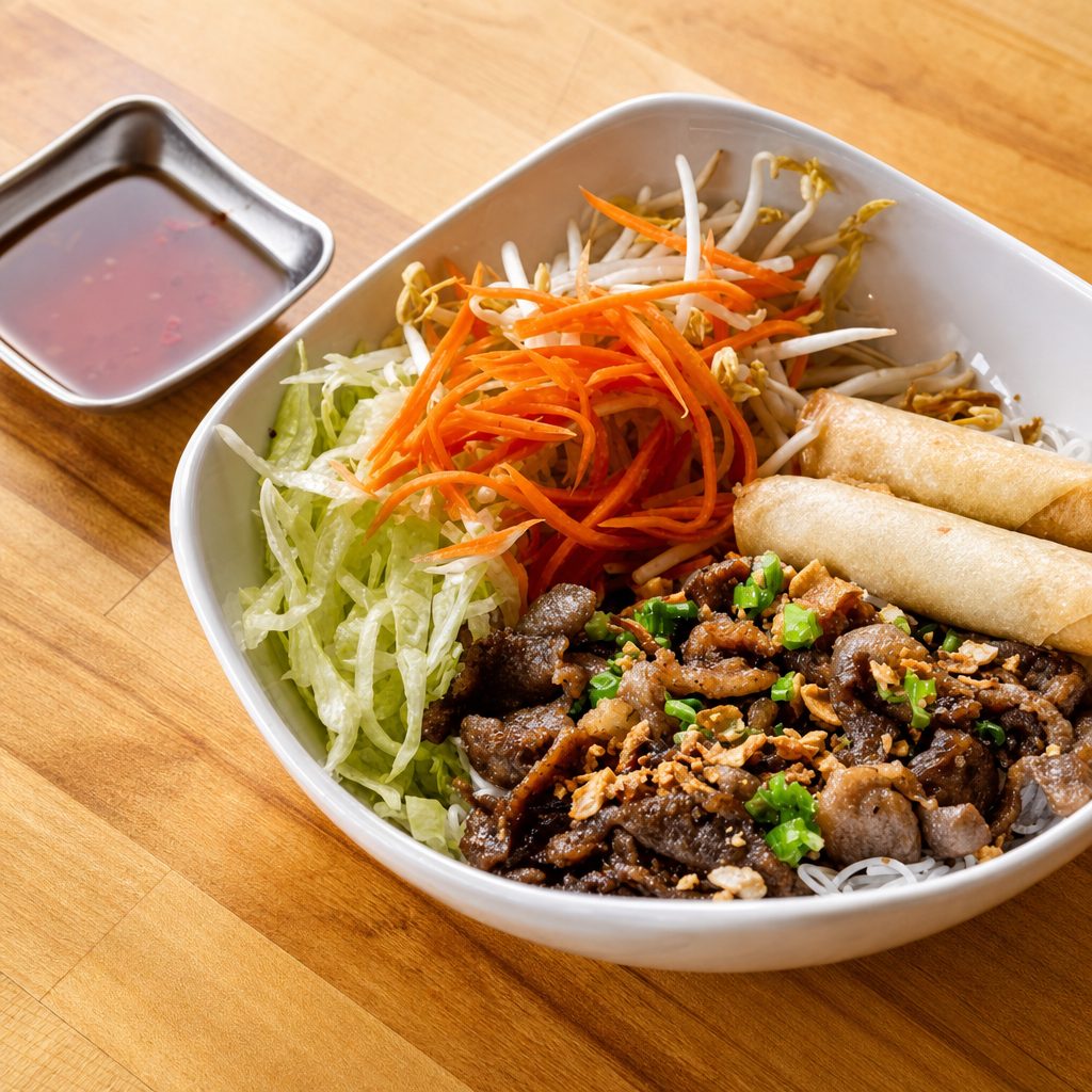 Charbroiled Pork Vermicelli with Egg Rolls | Bún Thit Nuróng Chá Giò.